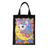 5D DIY Diamond Painting Canvas Bag Cute Cartoon Cat Shoulder Bag