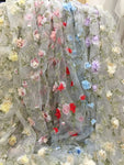 1yard  flower chiffon lace organza embroidery fabric