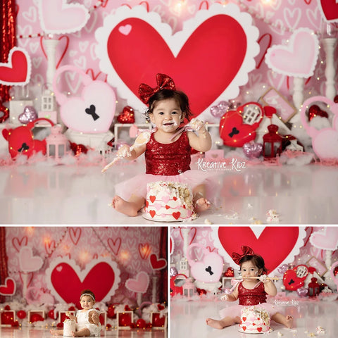 Valentine's Day Photography Backdrop Cloth Red Love Heart