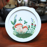 Cartoon DIY Embroidery Kit Printed Mushroom Pattern Beginner Flower Cross Stitch